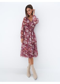 Mohito - Sukienka midi z asymetryczną falbaną - Różowy
