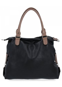 Torebka Damska XXL firmy Hernan Shopper Bag Czarna/Ziemista (kolory) ze sklepu PaniTorbalska w kategorii Torby Shopper bag - zdjęcie 125568179