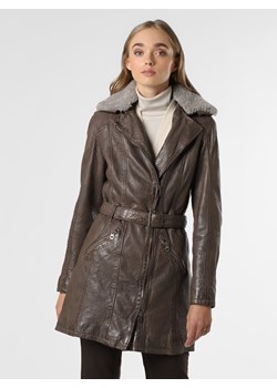 Gipsy - Damski płaszcz skórzany – GWDarcy, brązowy|szary ze sklepu vangraaf w kategorii Kurtki damskie - zdjęcie 125570905