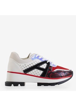 Biało-czerwone sneakersy damskie z kolorowymi wstawkami Bumba - Obuwie ze sklepu royalfashion.pl w kategorii Buty sportowe damskie - zdjęcie 125664679