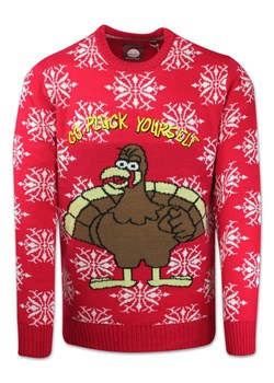 Sweter Świąteczny, Czerwony z Indykiem, Śmieszny na Prezent, Męski -Brave Soul SWBRSAW21TURKEYpluck ze sklepu JegoSzafa.pl w kategorii Swetry męskie - zdjęcie 125675319