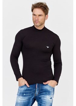 Emporio Armani Underwear- Czarny longsleeve męski ze stójką ze sklepu outfit.pl w kategorii T-shirty męskie - zdjęcie 125778847