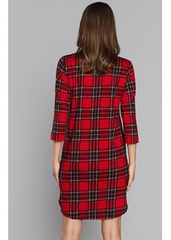 Koszula nocna damska w kratę z rękawem 3/4 Zorza, Kolor czerwony-kratka, Rozmiar L, Italian Fashion ze sklepu Intymna w kategorii Koszule nocne - zdjęcie 125941966