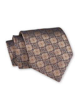 Krawat Klasyczny, Beżowo-Brązowy, Wzór Geometryczny, Męski, Szeroki 8 cm, Elegancki -CHATTIER KRCH1243 ze sklepu JegoSzafa.pl w kategorii Krawaty - zdjęcie 126069205