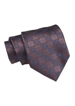 Krawat Klasyczny, Męski, Granatowo-Brązowy, Wzór Geometryczny, Szeroki 8 cm, Elegancki -CHATTIER KRCH1260 ze sklepu JegoSzafa.pl w kategorii Krawaty - zdjęcie 126069257