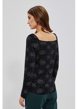 Bawełniana bluzka z dekoltem w serek i długimi rękawami ze sklepu Moodo.pl w kategorii Bluzki damskie - zdjęcie 126161617