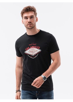 T-shirt męski czarny Ombre z krótkimi rękawami z nadrukami wiosenny 