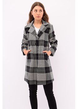 płaszcz damski w kratę czarno-biały ze sklepu Royal Shop w kategorii Płaszcze damskie - zdjęcie 126256845