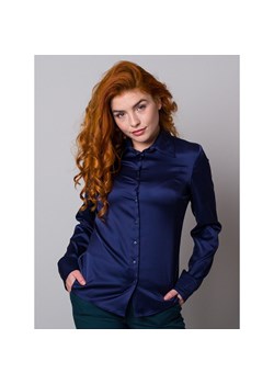 Granatowa gładka bluzka damska ze sklepu Willsoor w kategorii Koszule damskie - zdjęcie 126282485