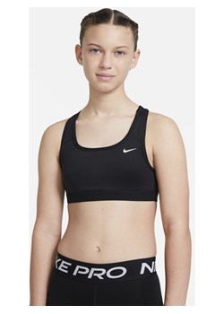 Stanik sportowy dla dużych dzieci (dziewcząt) Nike Swoosh - Czerń ze sklepu Nike poland w kategorii Staniki dla dziewczynki - zdjęcie 126290767