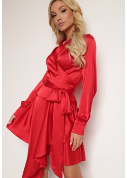 Czerwona Sukienka Satynowa Anastothee ze sklepu Renee odzież w kategorii Sukienki - zdjęcie 126437044