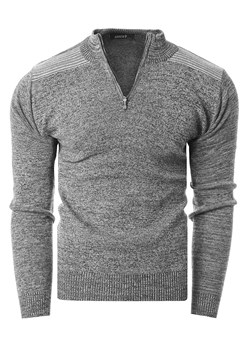 Sweter męski Risardi szary w serek  ze sklepu Risardi w kategorii Swetry męskie - zdjęcie 126437827