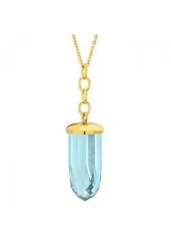 Naszyjnik z kryształowym, niebieskim szkłem na złotym łańcuszku ze sklepu manoki.pl w kategorii Naszyjniki - zdjęcie 126521917