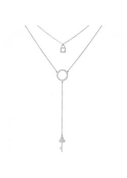Srebrny naszyjnik z kluczykiem, kłódką i kółeczkiem, symbol karmy ze sklepu manoki.pl w kategorii Naszyjniki - zdjęcie 126522277