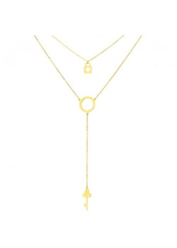 Złoty naszyjnik z kluczykiem, kłódką i kółeczkiem, symbol karmy ze sklepu manoki.pl w kategorii Naszyjniki - zdjęcie 126522448