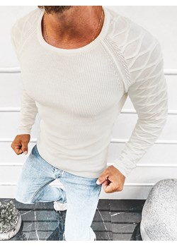Sweter męski biały Ozonee z bawełny 