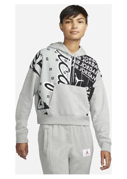 Damska dzianinowa bluza z kapturem i nadrukiem na całej powierzchni Jordan - Szary ze sklepu Nike poland w kategorii Bluzy damskie - zdjęcie 126649245