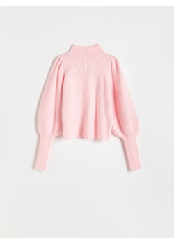 Reserved sweter damski z dekoltem w literę v różowy casual 