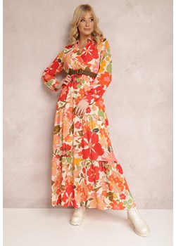 Pomarańczowo-Beżowa Sukienka Z Paskiem Alceusa ze sklepu Renee odzież w kategorii Sukienki - zdjęcie 126702685