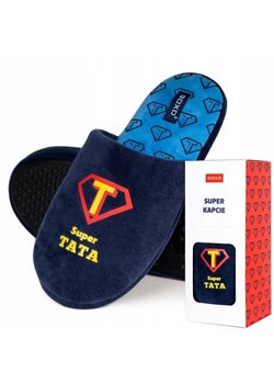 Kapcie Męskie dla Taty SOXO z napisem "Super Tata" w pudełku | prezent na Dzień Ojca ze sklepu Sklep SOXO w kategorii Kapcie męskie - zdjęcie 126905607