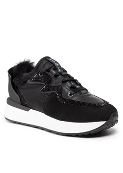 Buty sportowe damskie Le Silla sneakersy czarne na platformie sznurowane 