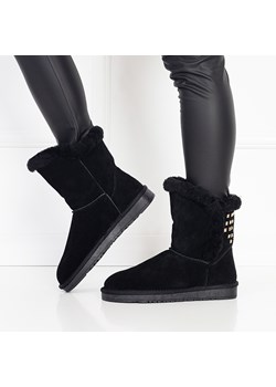 Royalfashion Czarne buty a'la śniegowce damskie za kostkę Lodgi ze sklepu royalfashion.pl w kategorii Śniegowce damskie - zdjęcie 126975535