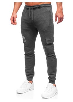 Grafitowe bojówki spodnie męskie joggery dresowe Denley HW2176 ze sklepu Denley w kategorii Spodnie męskie - zdjęcie 126984505