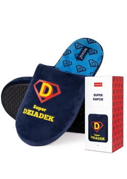 Kapcie męskie dla Dziadka SOXO Super dziadek w pudełku na prezent ze sklepu Sklep SOXO w kategorii Kapcie męskie - zdjęcie 127058495