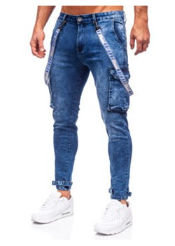 Granatowe spodnie jeansowe bojówki męskie Denley TF097 ze sklepu Denley w kategorii Jeansy męskie - zdjęcie 127191569