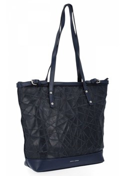 Modna Torebka Damska Shopper Bag XL firmy David Jones Granatowa (kolory) ze sklepu PaniTorbalska w kategorii Torby Shopper bag - zdjęcie 127263165