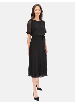 Sukienka Potis & Verso z tkaniny czarna z okrągłym dekoltem 