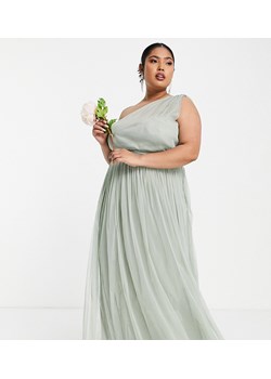 Sukienka zielona Anaya Plus z okrągłym dekoltem elegancka bez rękawów maxi 