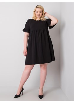 Sukienka czarna Sheandher.pl z okrągłym dekoltem z krótkim rękawem 