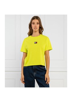 Żółta bluzka damska Tommy Jeans z okrągłym dekoltem z krótkim rękawem 