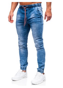 Granatowe spodnie jeansowe joggery męskie Denley TF119 ze sklepu Denley w kategorii Jeansy męskie - zdjęcie 128100935