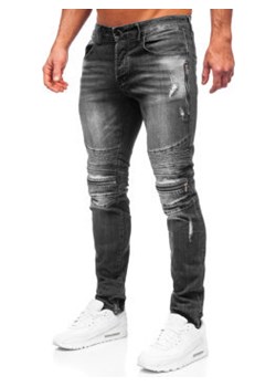 Czarne spodnie jeansowe męskie regular fit Denley MP007N ze sklepu Denley w kategorii Jeansy męskie - zdjęcie 128100937