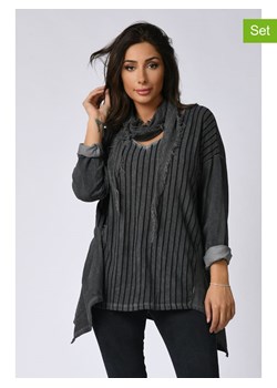 Bluzka damska Plus Size Company z długim rękawem bawełniana czarna z okrągłym dekoltem 