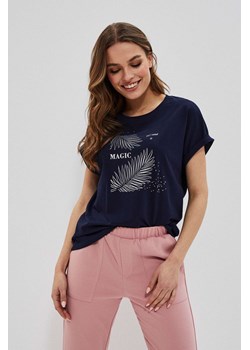 Bawełniana bluzka z nadrukiem ze sklepu Moodo.pl w kategorii Bluzki damskie - zdjęcie 128247146