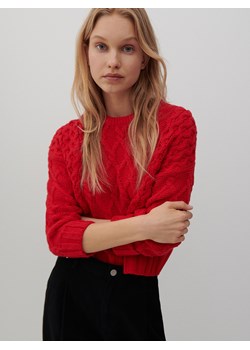 Reserved - Sweter o warkoczowym splocie - Czerwony