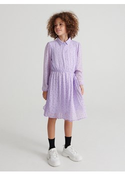 Sukienka dziewczęca Reserved fioletowa w groszki 