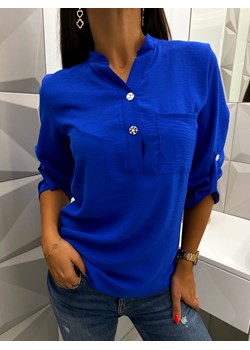 Kobaltowa Klasyczna Koszula ze sklepu ModnaKiecka.pl w kategorii Bluzki damskie - zdjęcie 128801649