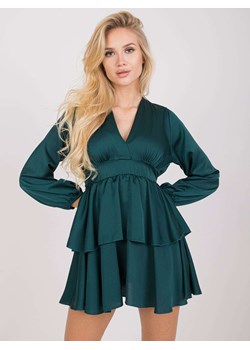 Sukienka Sheandher.pl mini zielona casualowa z elastanu z długimi rękawami koszulowa w serek 