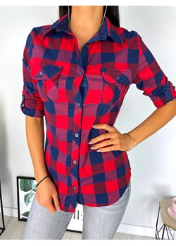 Czerwono-Granatowa Koszula ze sklepu ModnaKiecka.pl w kategorii Koszule damskie - zdjęcie 128857706