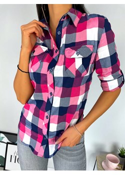 Różowo-Granatowo-Biała Koszula ze sklepu ModnaKiecka.pl w kategorii Koszule damskie - zdjęcie 128857707
