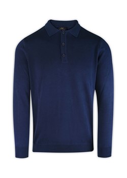 Sweter, Atramentowy z Kołnierzykiem, Góra Rozpinana na Guziki, Jednokolorowy -EM Men&#039;s Accessor SWEMACS180540marine ze sklepu JegoSzafa.pl w kategorii Swetry męskie - zdjęcie 129133426