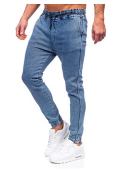 Niebieskie spodnie jeansowe joggery męskie Denley 0026 ze sklepu Denley w kategorii Jeansy męskie - zdjęcie 129396448