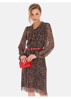 Sukienka w cętki Potis&Verso Marisol: z szarfą i paskiem ze sklepu Eye For Fashion w kategorii Sukienki - zdjęcie 129893178