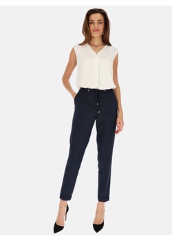 Granatowe spodnie z ozdobną gumką w pasie L'AF Liberty ze sklepu Eye For Fashion w kategorii Spodnie damskie - zdjęcie 129893247