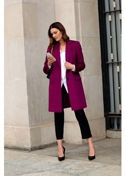 Jednorzędowy płaszcz w kolorze fuksji 100% wełna ze sklepu Molton w kategorii Płaszcze damskie - zdjęcie 130216476