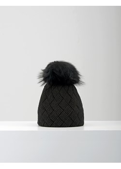 Czarna czapka z wzorem ze sklepu Molton w kategorii Czapki zimowe damskie - zdjęcie 130217516